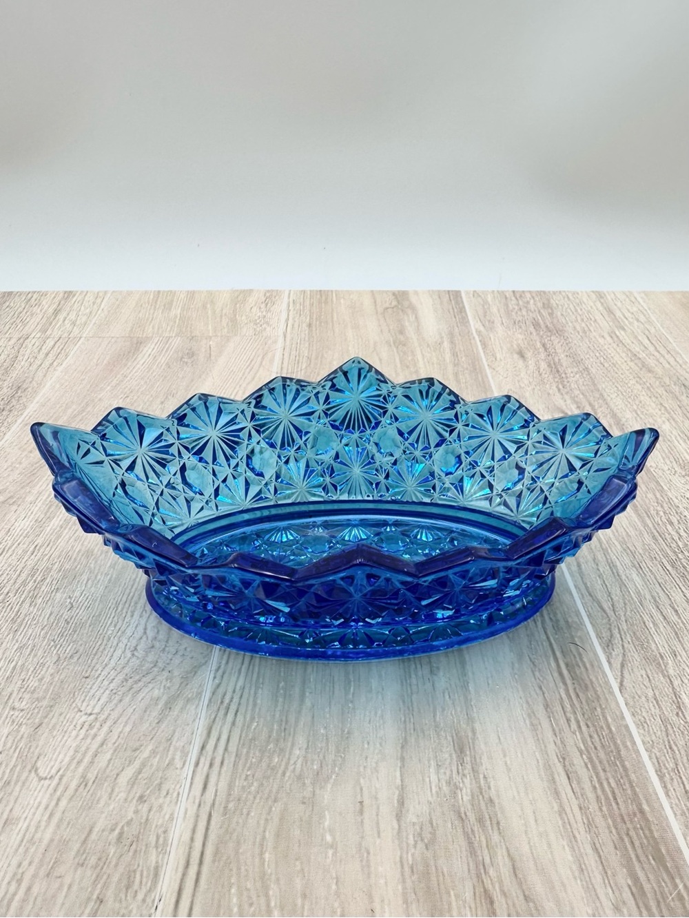 Indiana Glass Cobalt Blue Starburst Pressed Glass Bowl
